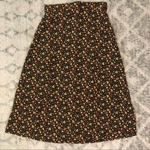 Brown Floral Midi Skirt